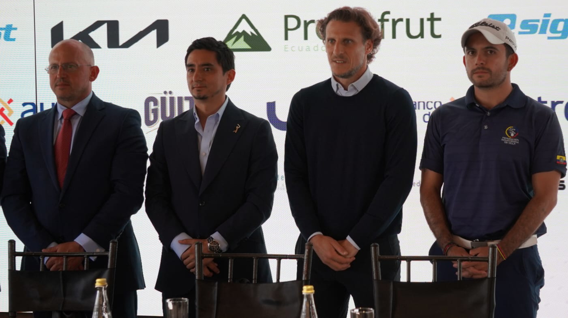 Diego Forlán, durante la presentación del PGA Tour Latinoamérica en Quito, el 2 de mayo de 2023.