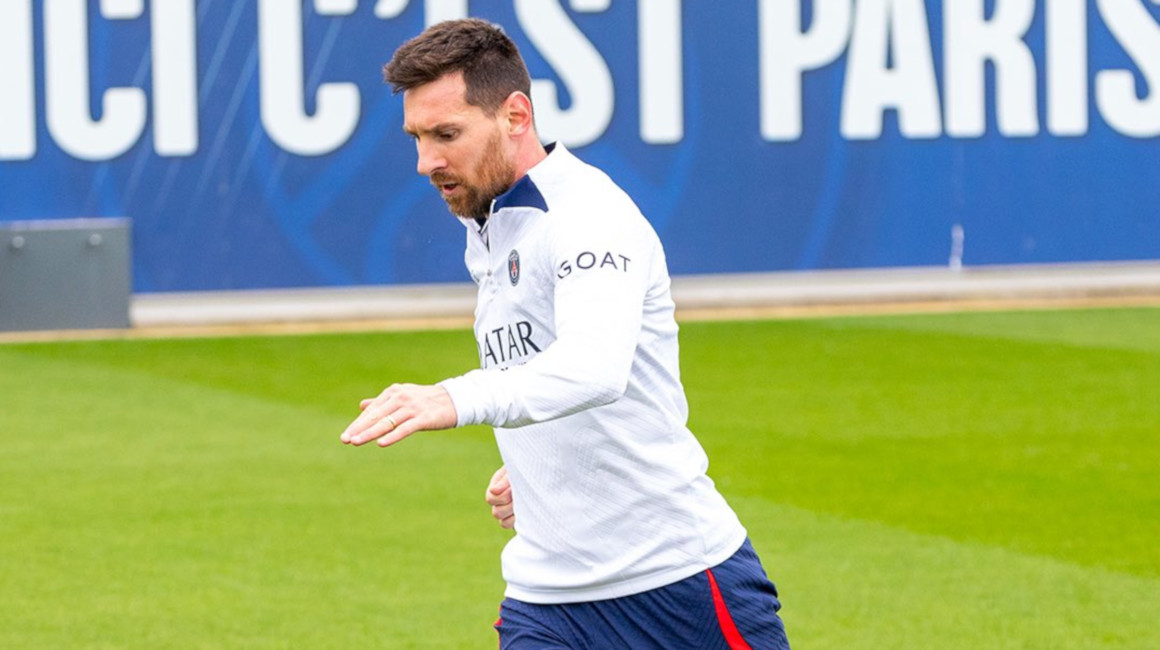 El jugador argentino, Lionel Messi, durante la práctica del 8 de mayo con el PSG.