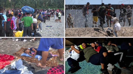 Migrantes en la frontera de Estados Unidos y México previo a que termine el Título 42