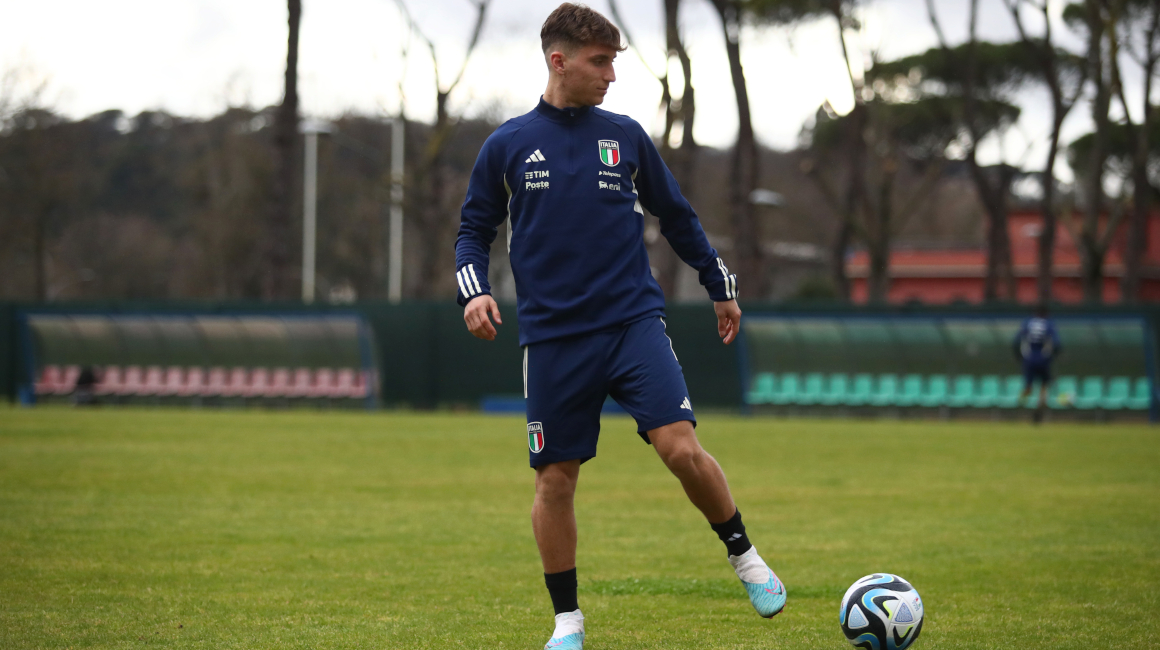 Tommaso Baldanzi, durante un entrenamiento con la selección italiana, el 20 de marzo de 2023.