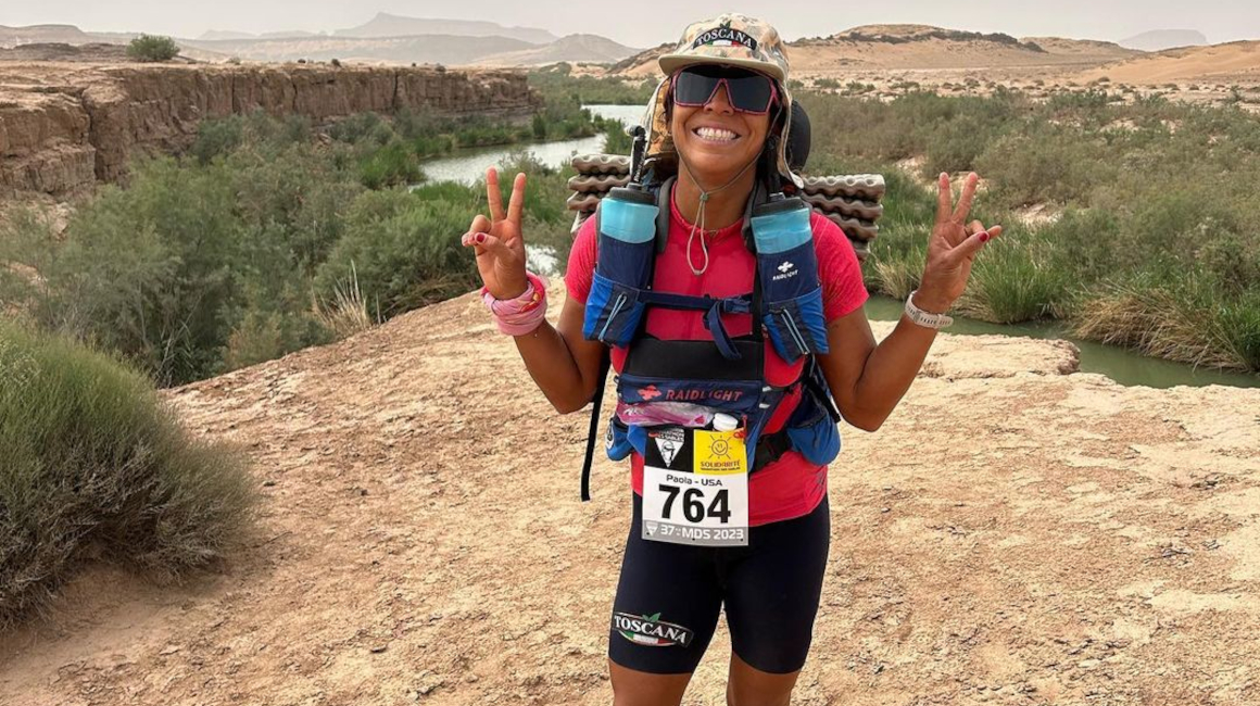 Paola Gamboa, durante la Marathon des Sables en el desierto del Sahara, en abril de 2023.