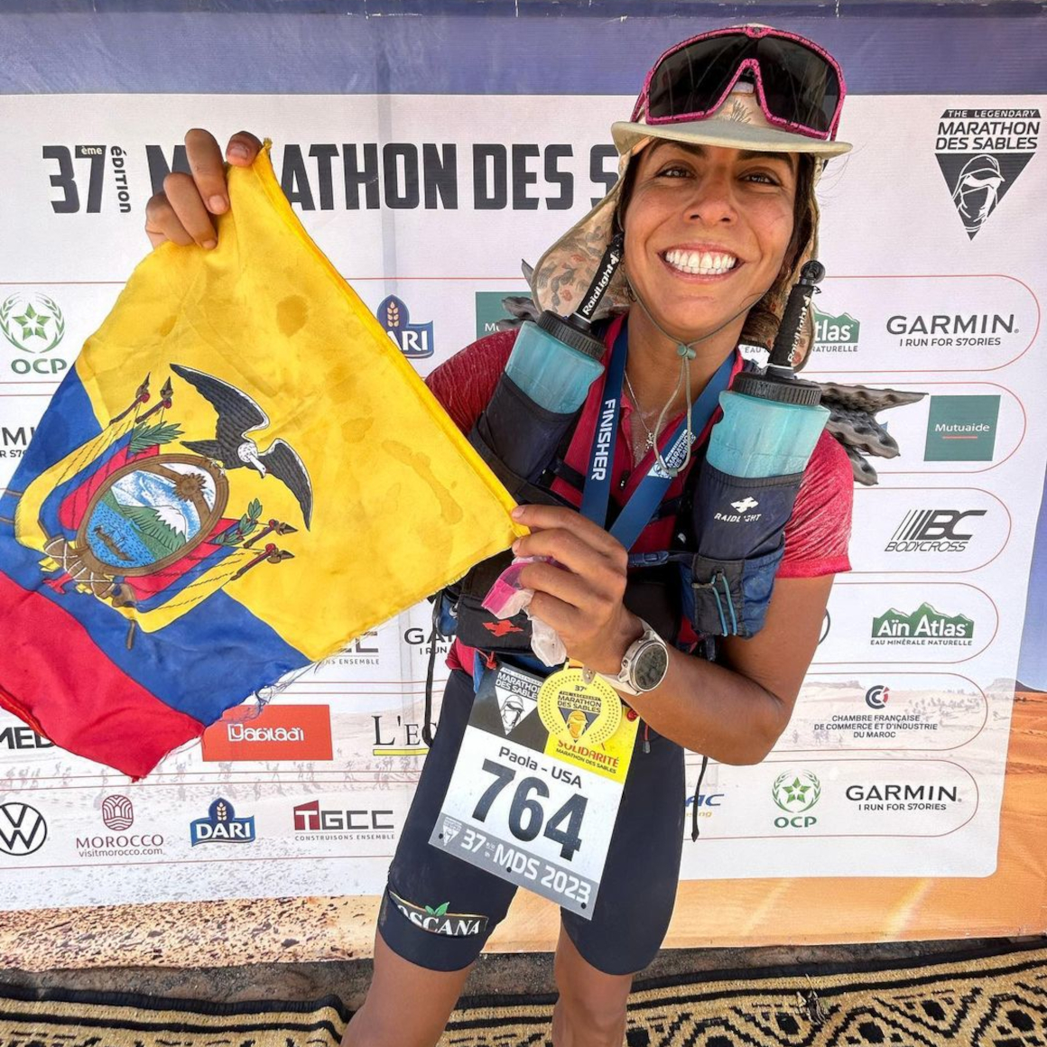 Paola Gamboa, tras completar la Marathon des Sables.