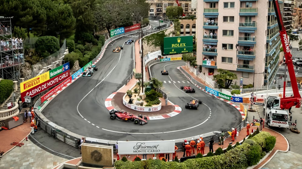 Imagen del Circuito callejero de Montecarlo, sede del Gran Premio Mónaco de la Fórmula 1 y la Fórmula 2.