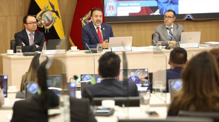 El alcalde Pabel Muñoz, durante la sesión del Concejo de Quito, el 24 de mayo de 2023.