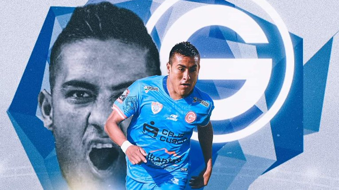 El jugador ecuatoriano Andrés Chicaiza con la camiseta del Deportivo Garcilaso en su afiche de presentación, el 30 de mayo de 2023.