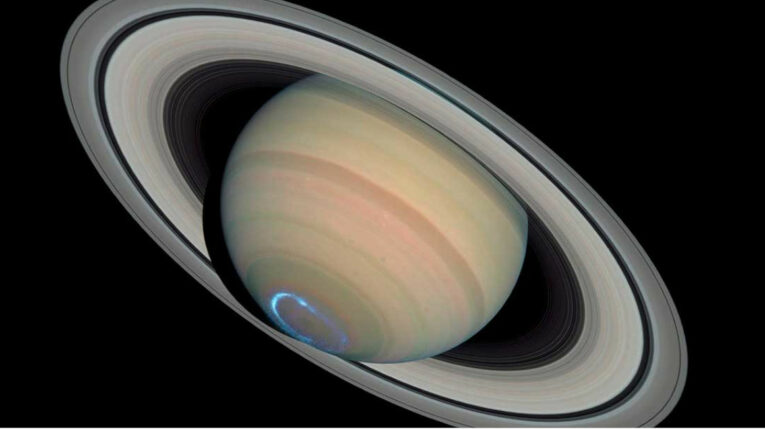 Ilustración del planeta Saturno y sus anillos. 