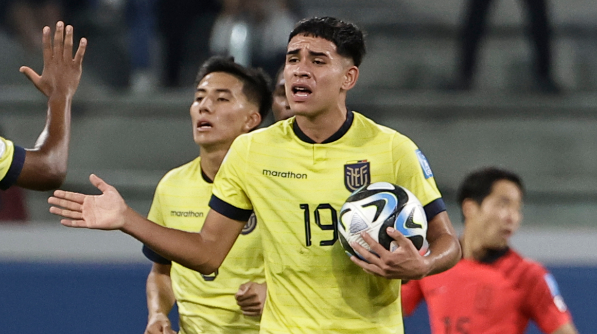 Kendry Páez, durante el partido de Ecuador ante Corea del Sur del Mundial Sub 20, el 1 de junio de 2023.