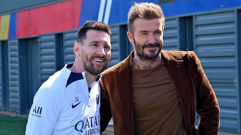 Lionel Messi y David Beckham, durante un encuentro en París.