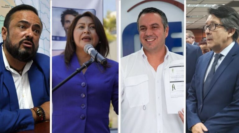 Paúl Carrasco, Ximena Peña, Guillermo Celi y César Montúfar, candidatos presidenciales de 2021.