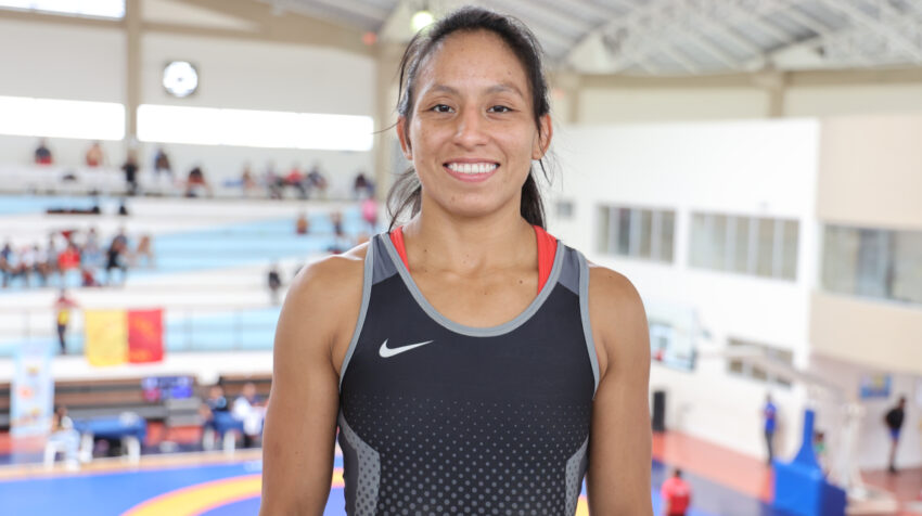 Luisa Valverde, durante un campeonato nacional de lucha en 2022.