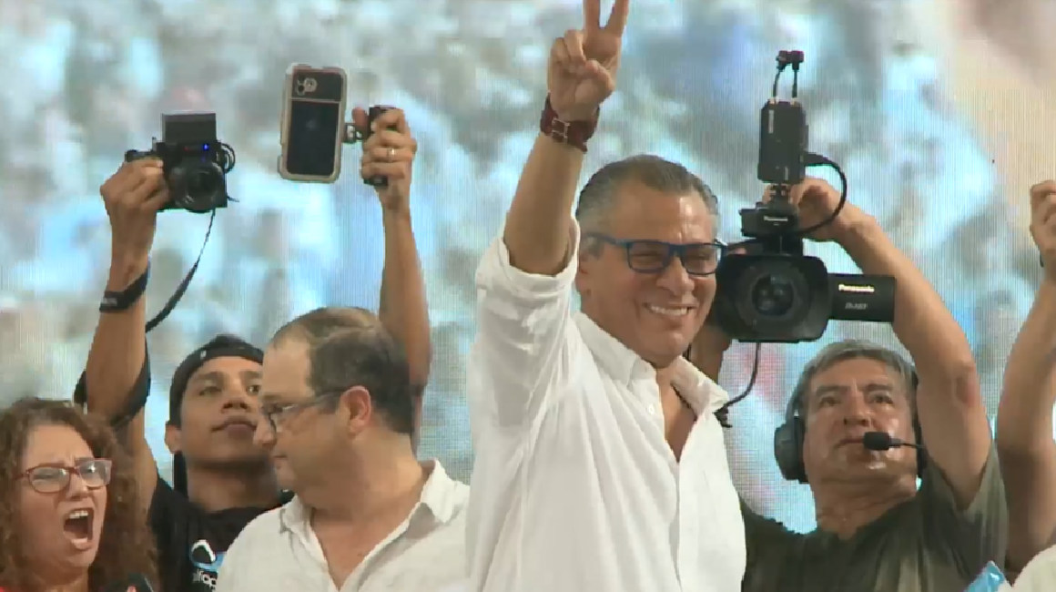 Jorge Glas, exvicepresidente de la República, durante el acto de proclamación de candidatos de la Revolución Ciudadana, el 10 de junio de 2023, en Portoviejo.