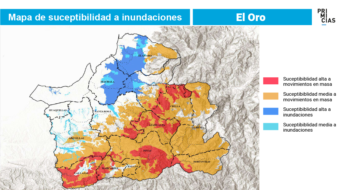Mapa de susceptibilidad a inundaciones, provincia de El Oro.