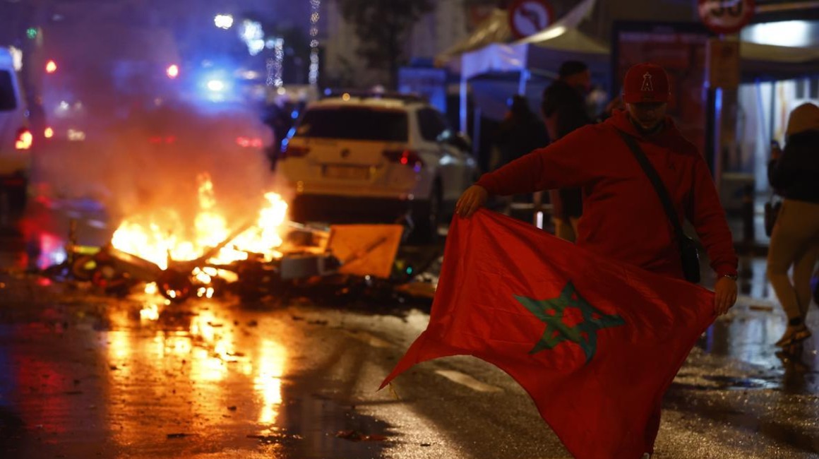 Disturbios en Bruselas causados por marroquíes durante el Mundial 2022.