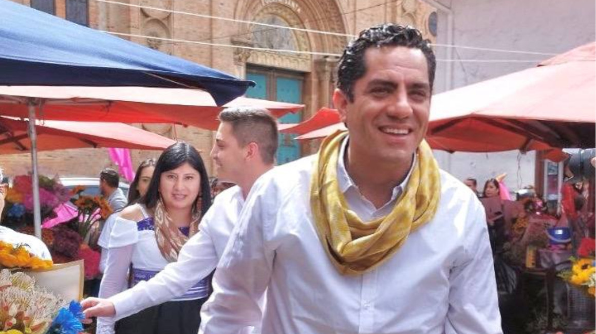 El candidato presidencial, Xavier Hervas, en Cuenca, el 4 de julio de 2023.