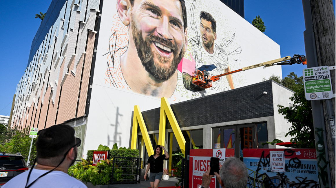 Un mural gigante de Messi, en la zona de Wynwood, en Miami, Florida.