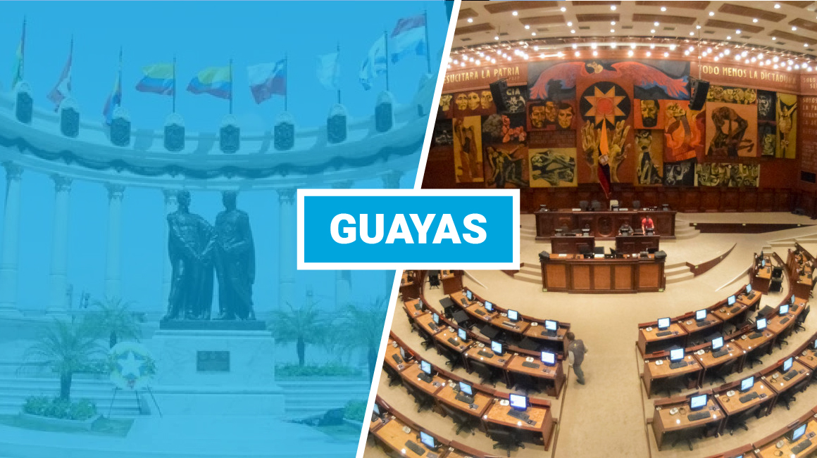 Composición visual sobre Guayas y la Asamblea Nacional.