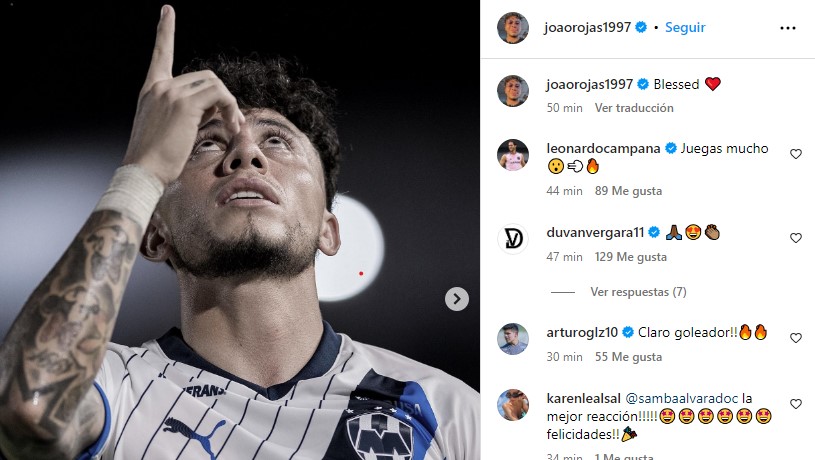 Imagen del Instagram del jugador Joao Rojas.