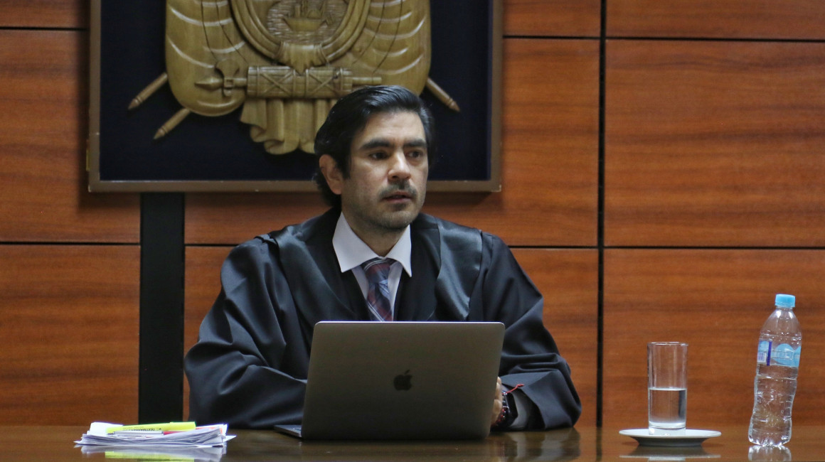 Luis Rivera, juez de la Corte Nacional de Justicia (CNJ), durante la audiencia preparatoria de juicio del caso Dhruv, el 28 de julio de 2022.