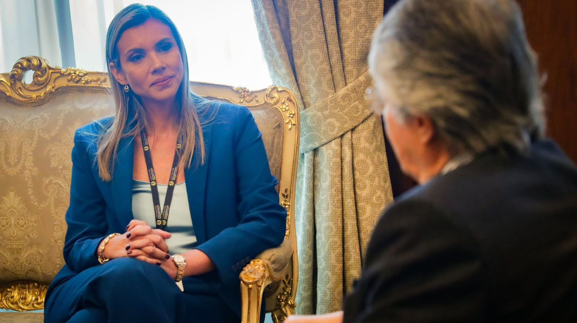 La alcaldesa de Manta, Marciana Valdivieso, se reunió con el presidente Guillermo Lasso en Quito, el 1 de agosto de 2023.