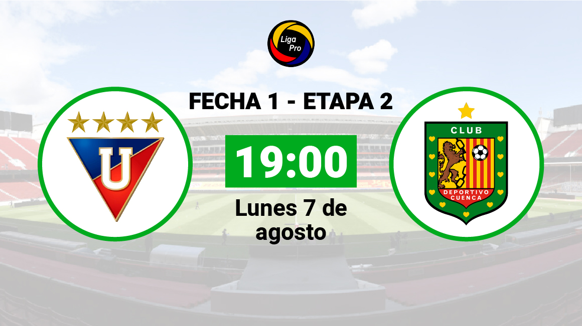 Liga de Quito se enfrenta a Deportivo Cuenca el lunes 7 de agosto desde las 19:00.
