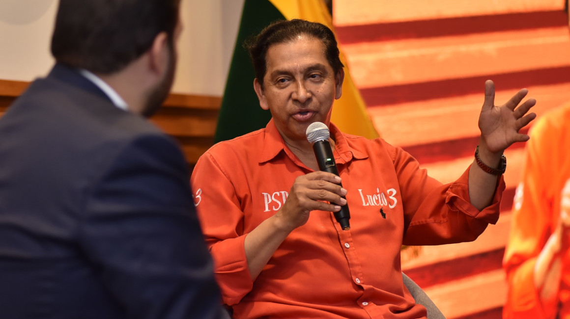 El expresidente y candidato a asambleísta nacional, Lucio Gutiérrez, el 20 de julio en un evento universitario, en Samborondón.