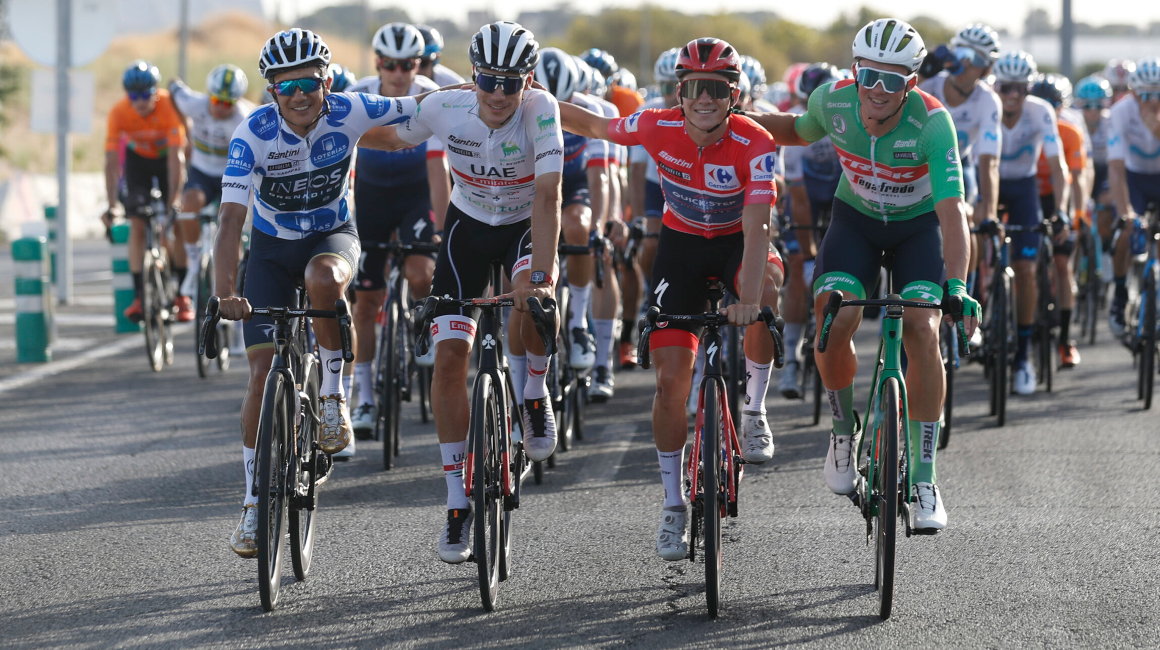 Los ganadores de la última edición de la Vuelta a España, el 11 de septiembre de 2022.