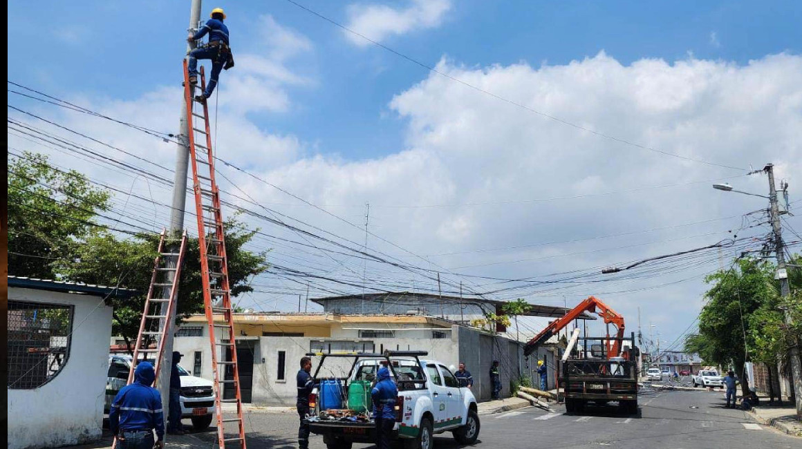 Trabajos preventivos de CNEL en recintos electorales de Manabí. Foto de agosto de 2023.
