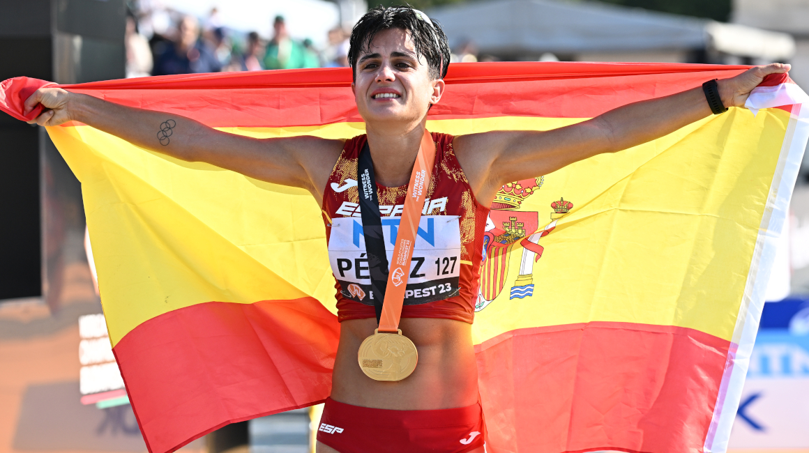 María Pérez, campeona mundial en los 20 kilómetros marcha, en Budapest, el 20 de agosto de 2023. 