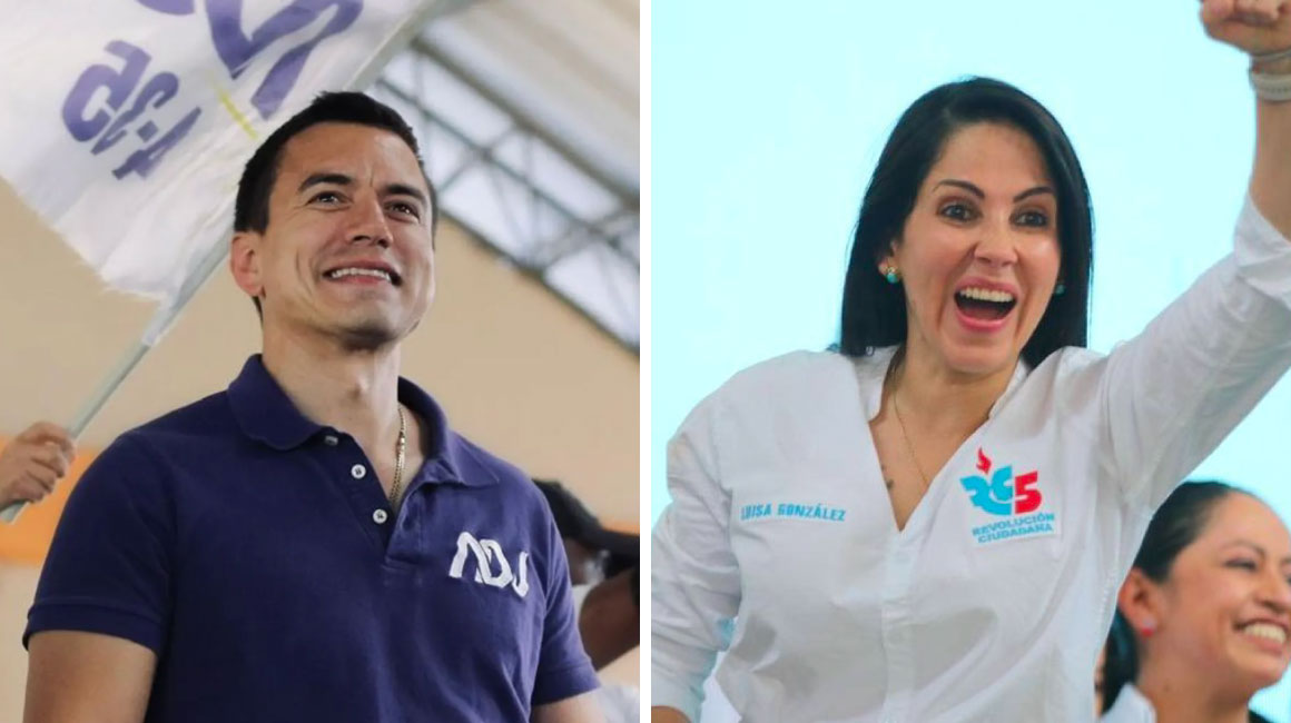 Los candidatos Daniel Noboa y Luisa González lideran la contienda presidencial del 20 de agosto de 2023.