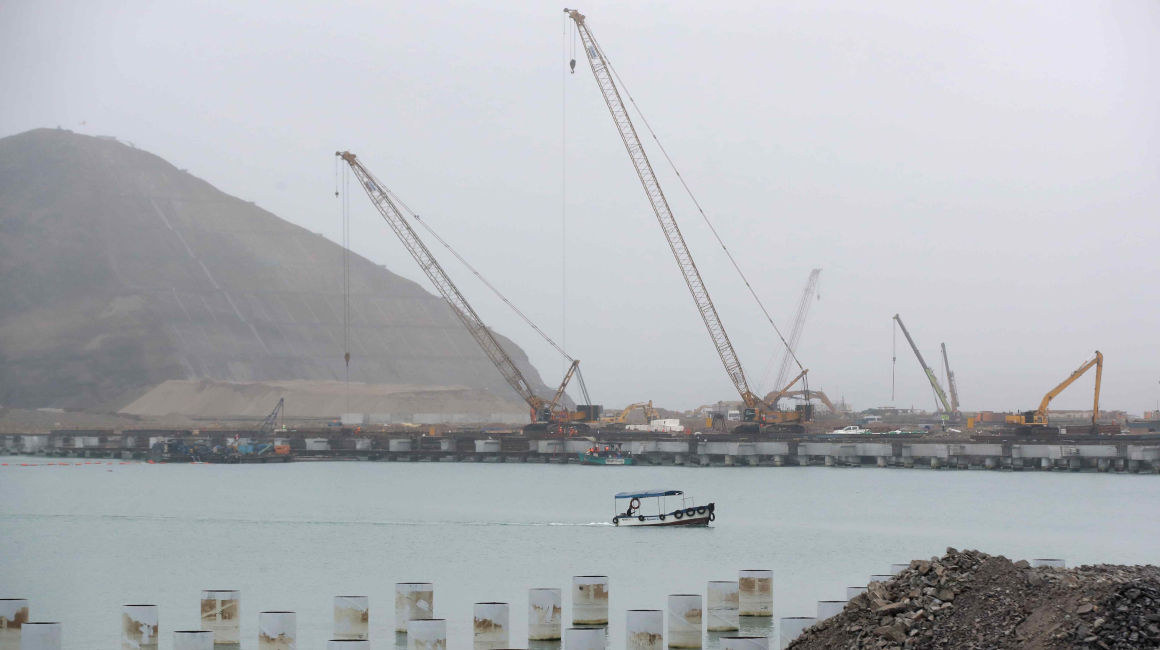 Vista de las obras del puerto de Chancay, en el departamento de Lima, en Perú, el 22 de agosto de 2023.