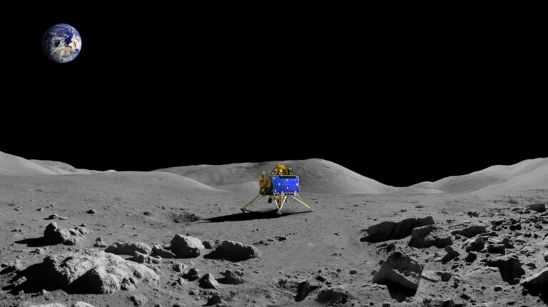 El módulo de aterrizaje de la misión Chandrayaan-3 en la Luna, el 23 de agosto de 2023.
