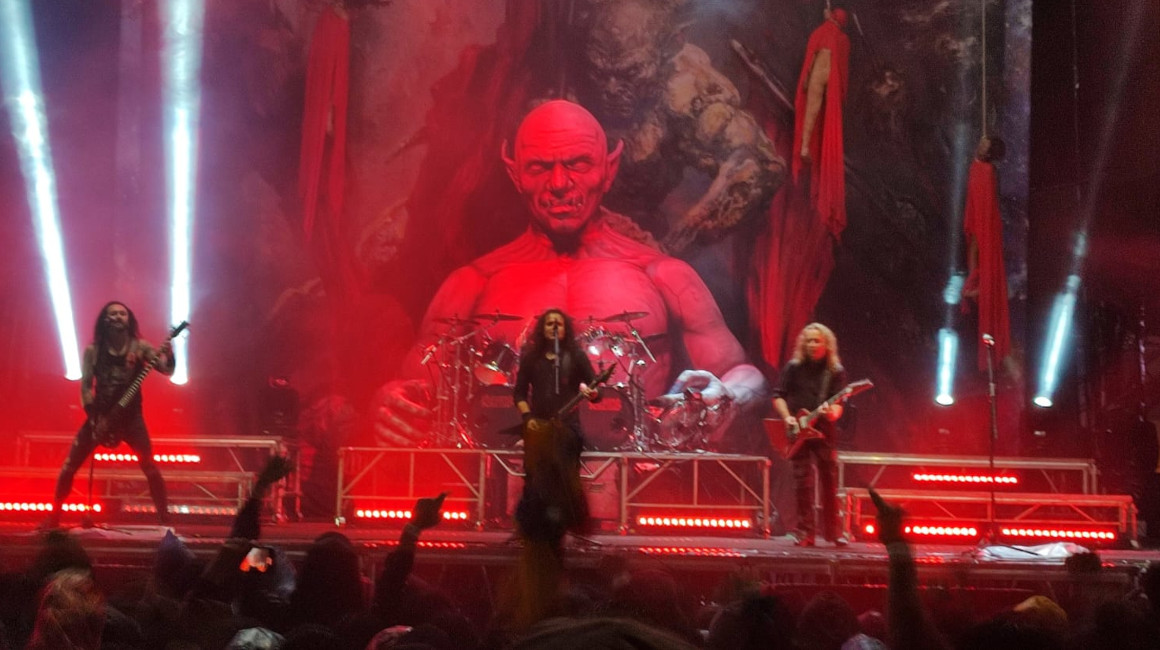 La banda alemana Kreator en su presentación en el Metal Fest de Quito, en abril de 2023.