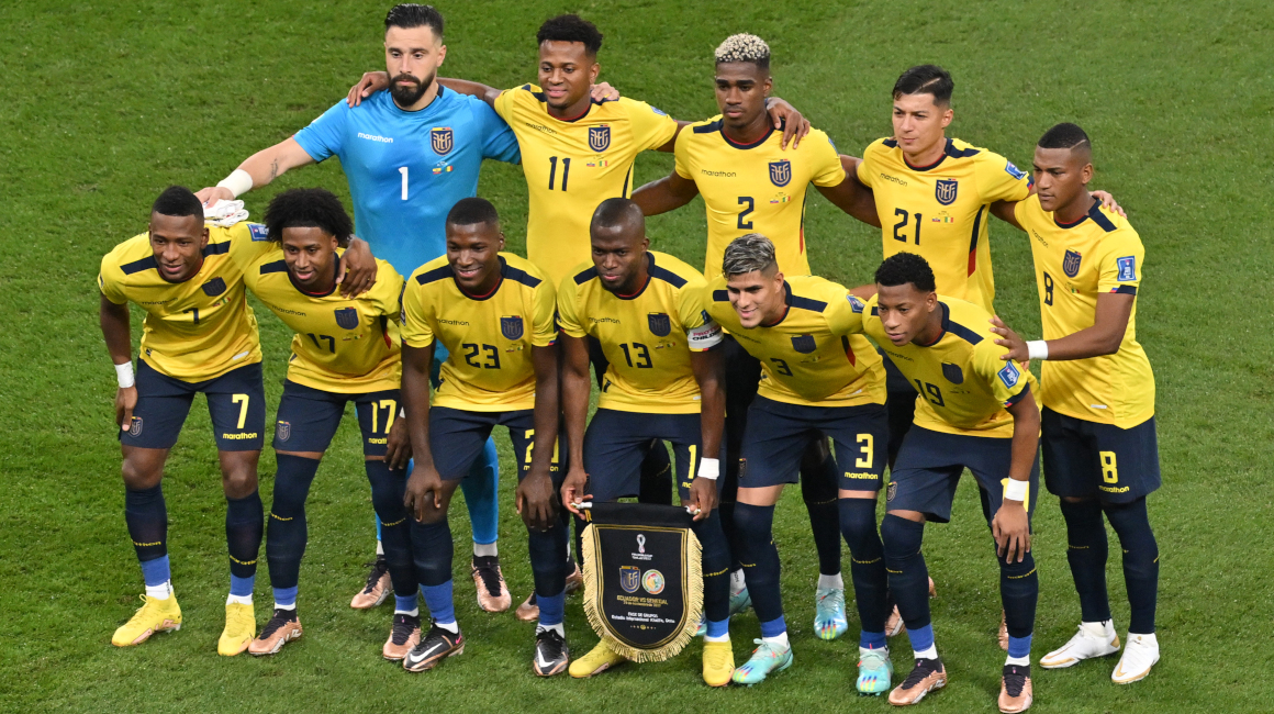 Imagen de la selección ecuatoriana, antes del partido ante Senegal, el 29 de noviembre de 2022, en el Mundial de Qatar.