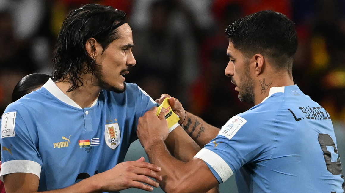Edinson Cavani y Luis Suárez, durante el Mundial de Qatar 2022.