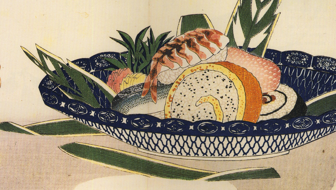 Bol de sushi representado por el pintor Hiroshige en el siglo XVIII.