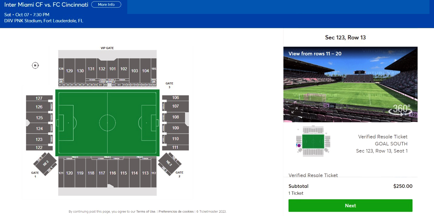 Ticketmaster entrada Inter Miami Messi