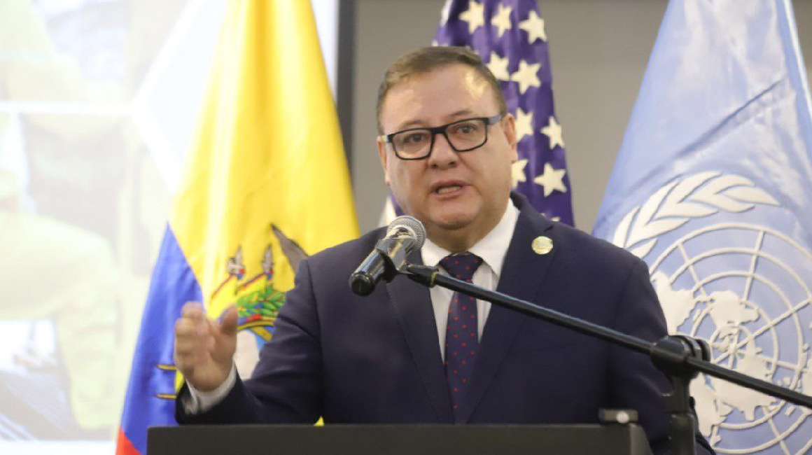 Juan Zapata, ministro del Interior, en una conferencia el 19 de septiembre de 2023.