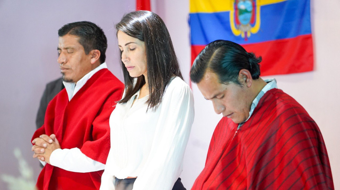 La candidata Luisa González se reunió con la Feine, en Quito, el 21 de septiembre de 2023.