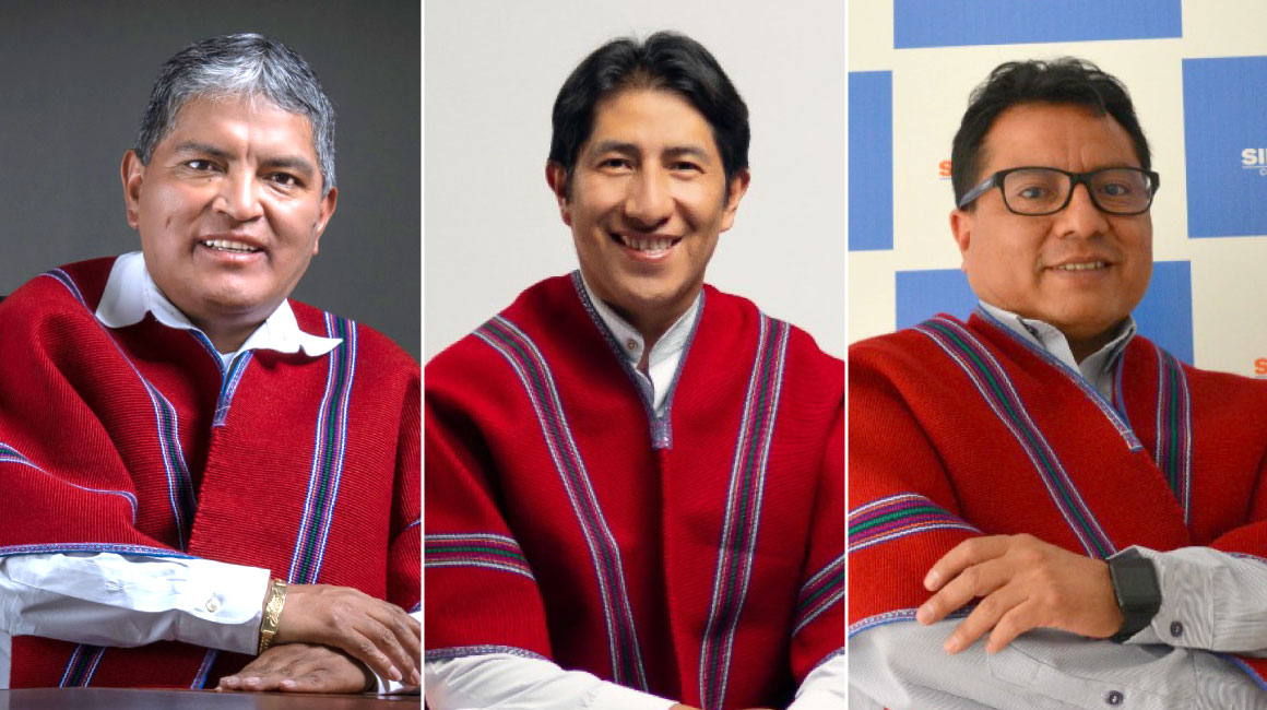 Luis Alfonso Chango (izq.), Rodrigo Llambo y Ángel Yucailla son reconocidos por el modelo de éxito económico.