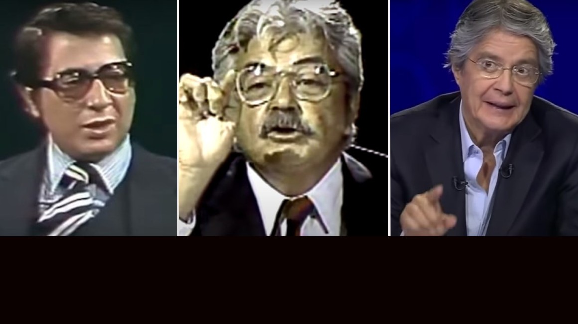 Jaime Roldós, León Febres Cordero y Guillermo Lasso, en sus debates presidenciales.