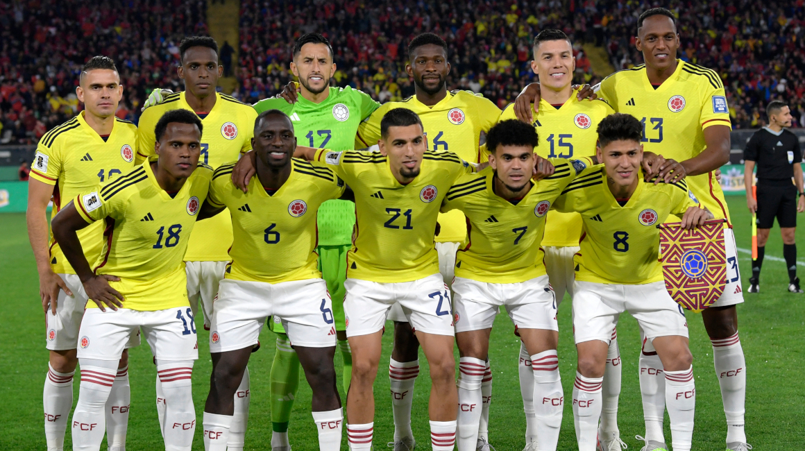 Los jugadores de Colombia, antes del partido ante Chile por Eliminatorias, el 12 de septiembre de 2023.