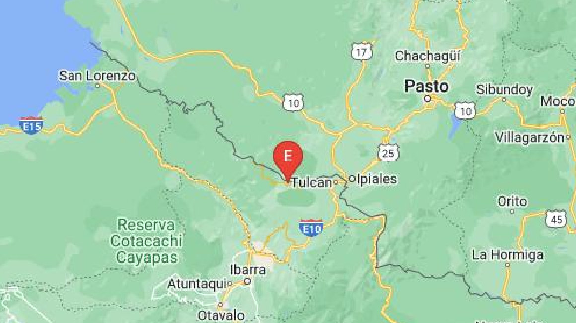 Ubicación de los sismos registrados el 5 de octubre de 2023, en la frontera entre Ecuador y Colombia.