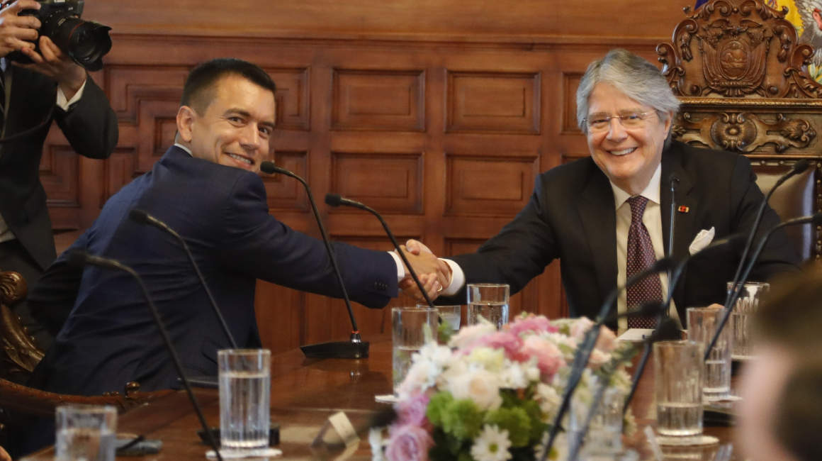 El presidente electo, Daniel Noboa, se reunió con el presidente Guillermo Lasso.
