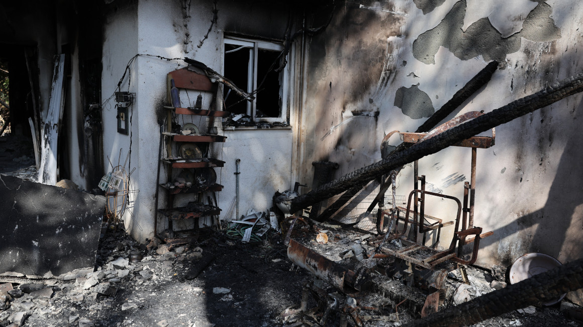 Restos de una vivienda quemada tras el ataque de Hamás en la Franja de Gaza. Foto tomada el 19 de octubre de 2023.