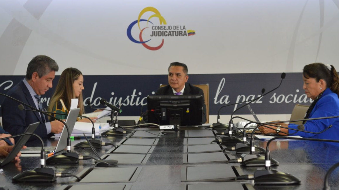 Reunión del Pleno del Consejo de la Judicatura, el 18 de octubre de 2023, en Quito.