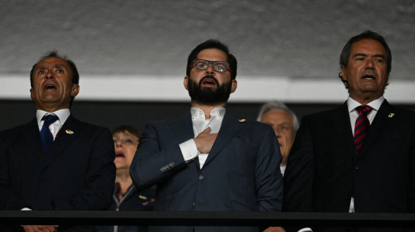 Gabriel Boric, presidente de Chile, en el estadio Nacional. 