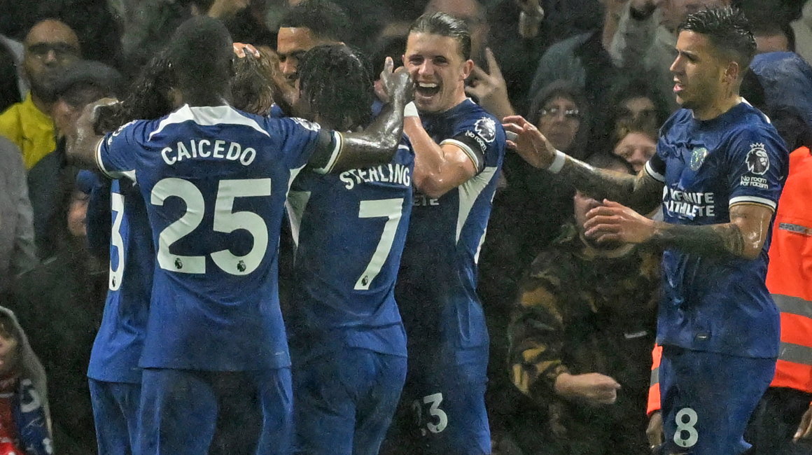 Jugadores del Chelsea celebrando su gol ante el Arsenal el sábado 21 de octubre.