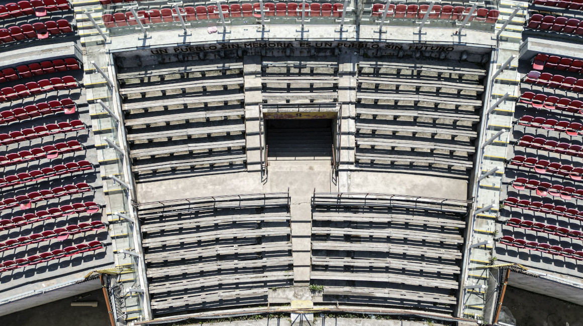 Vista aérea de una de las tribunas del estadio Nacional de Santiago, en octubre de 2023.
