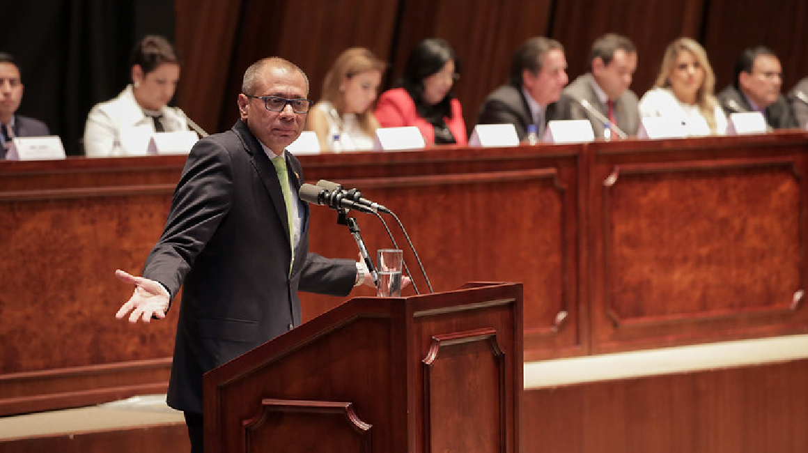 Jorge Glas, exvicepresidente, en una comparecencia en la Asamblea en 2017