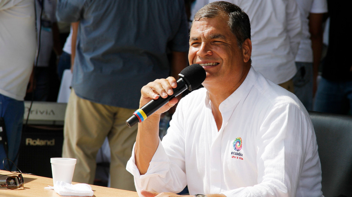 Rafael Correa, expresidente de la República, durante su último informe semanal, el 20 de mayo de 2017.